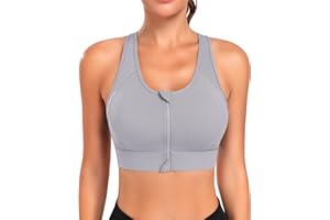 JoyGirl Zip Front Sports Bra for Women High Support Mesh Racerback Workout Bras Wirefree Padded Yoga Exercise Athletic Bras