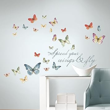 Roommates Rmk3263scs Lisa Audit Butterfly Quote Peel And Stick