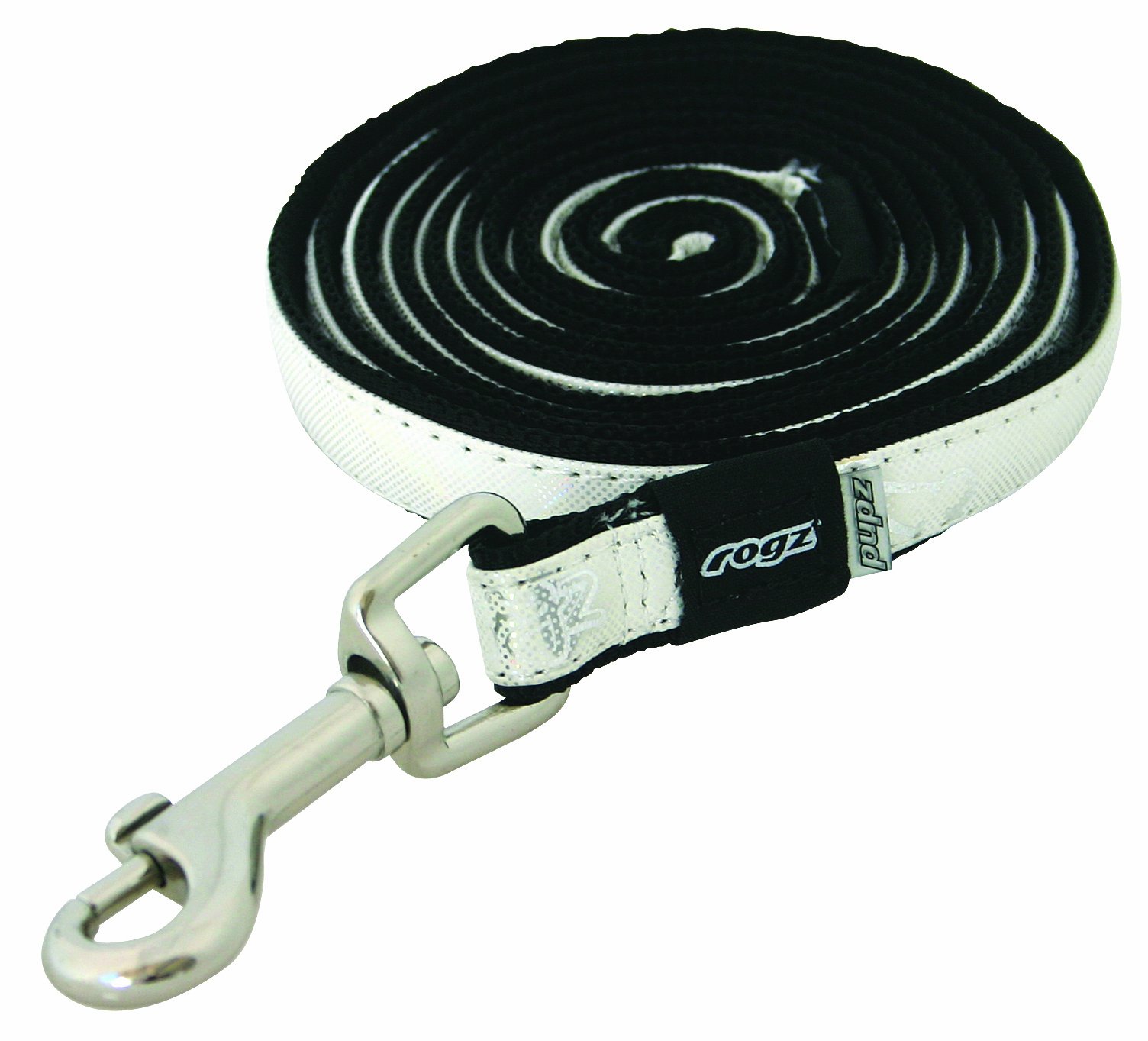Rogz Pupz Zing Zip Puppy Lead, Extra Small .25-Inches, Silver Bling Design