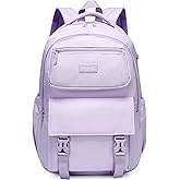 Reqinqin 35L Lightweight Waterproof School Backpack for Kids, Teens-Durable Travel Daypack for Boys & Girls Ages 6-18+ with Padded Adjustable Straps Comfortable Design (Purple)