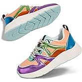 LUCKY STEP Women‘s Fashion Cusual Sneakers Platform Classic Leopard Walking Tennis Travel Shoes Chunky Colorful Lifestyle Sneakers