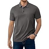 LuxMania Men's Casual Polo Shirts Summer Short Sleeve Contrast Stripe Collared Golf Polos Tee Shirt with Pocket