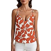 winkbay Women's Summer Floral Sleeveless Camisole Top Elegant Deep V Neck Boho Vacation Tops