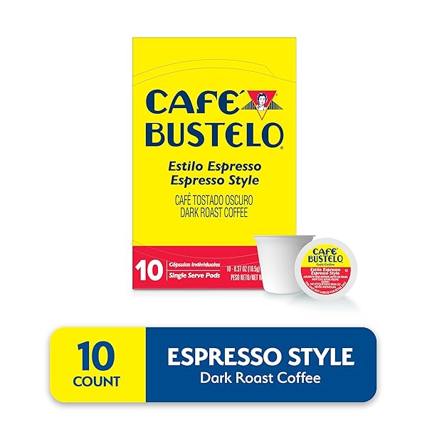 CAFÉ BUSTELO ESPRESSO STYLE DARK ROAST, SINGLE SERVE COFFEE PODS, 10 COUNT (PACK OF 1)