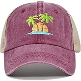 Hepandy Embroidered Palm Tree Hats for Men Women