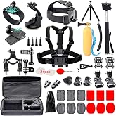 60 in 1 Action Camera Accessories Kit for Insta360 X5 GoPro Hero 13 12 11 10 9 8 Black, DJI Osmo Action AKASO SJCAM Campark APEMAN
