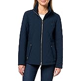 Tommy Hilfiger Womens Brass Hardware Transitional Barn Jacket Quilted Coat