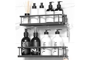 YASONIC Shower Caddy Adhesive, No Drill Bathroom Shower Organizers, with Removable Hooks, Rust Proof Shower Shelves, Wall-Mou