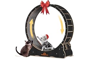 Homegroove Cat Wheels for Indoor Cats, 43" Large Cat Exercise Running Treadmill Wheel with Carpeted Runway for Kitty’s Longer Life, Black(L)