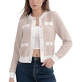 URBAN REVIVO Women's Cardigan Sweaters Open Front Pearl Button Down Long Sleeve Casual Lightweight Knit Trendy Fall Outfits