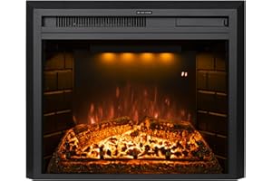 Dreamflame Electric Fireplace Insert 22" Wide, Wall Fireplace Electric with Remote Control, Realistic Log and Crackling Sound, Overheating Protection and Timer, 750/1500W Black