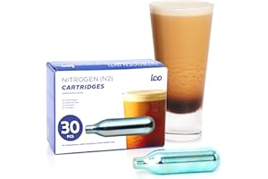 ICO 30pcs Nitrogen Cartridges, N2 Cartridges for Nitro Cold Brew Coffee Maker, Non-Threaded Nitro Cartridge for Making Nitro Cold Brew and Nitro Infused Beverages, 2g