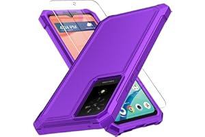 MUOKCTM Muoktcm for TCL K24 Case, T434D T434W/K23 Case, with Screen Protector, Dual Layer Structure Protection, Shock-Absorbing Corners TPU Bumper, Heavy Duty Rugged Protective Phone Purple