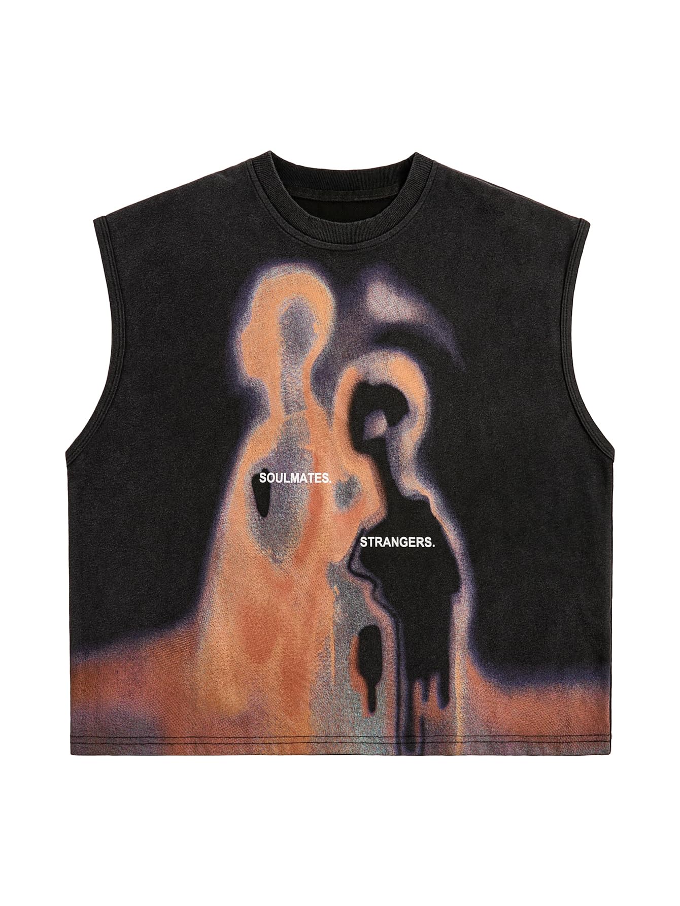 Photo 1 of SOLY HUX Men's Graphic Tank Top Oversized Crew Neck Sleeveless Loose Fit Vintage Summer Tops Shirts Orange Figure Large
