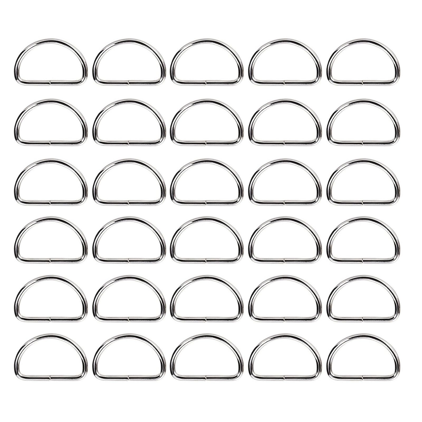 BuxiuGK 30Pcs Metal D Ring Buckles 32mm Non Welded Durable Buckles for Bag Webbing Strap Backpack DIY Craft Accessories,Silver