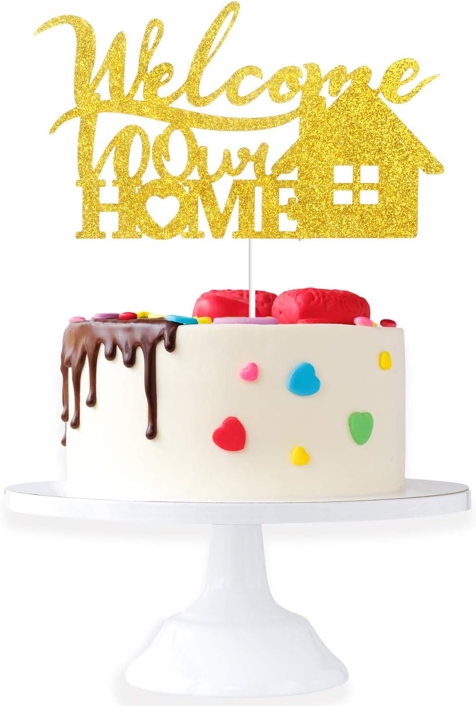 Amazon Com Welcome To Our Home Cake Toppers New House Housewarming Party Gold Glitter Key Cake Decor Welcome Home Family Party Decorations Toys Games