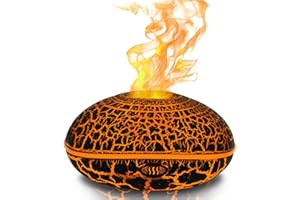 Hianjoo Aroma Diffuser 200 ml, Small Essential Oil Diffusers with Flame Effect, Ultrasonic Aromatherapy Humidifier with 7 Rom