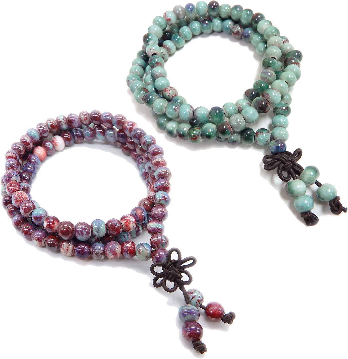 ALoveSoul 108 Ceramic Buddhist Meditation Bracelet - Prayer Beads Mala Bracelet Porcelain Beads Handmade Religious Bracelet