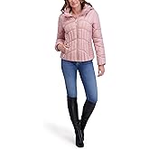 kensie womens Outerwear Mid-length Hooded Puffer Jacket With Corset Seam Detailing