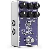 Donner White Tape Stereo Delay Pedal, Analog Delay with Echo Effect, True Bypass, 2 Independent Channels for Electric Guitar, Bass, Synth, Drum Machine
