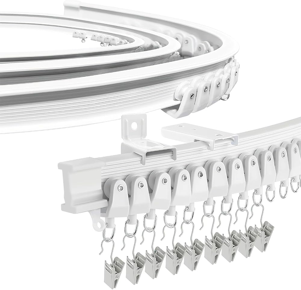 SEGNAYEN Flexible Curtain Track Bay Window 2.5m White PVC with Fittings