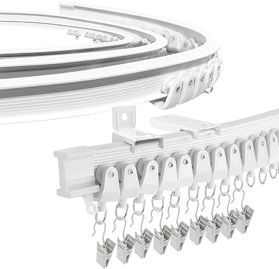 SEGNAYEN Flexible Curtain Track Bay Window 2.5m White PVC with Fittings