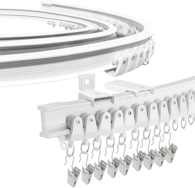 SEGNAYEN Flexible Curtain Track Bay Window 2.5m White PVC with Fittings