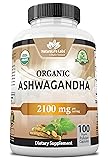 Organic Ashwagandha 2,100 mg - 100 Veggie Capsules