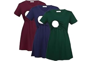 Bearsland Womens 3 Packs V Neck Nursing Tops Maternity Breastfeeding Tee Shirts