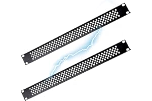 RIVECO 1U Vented Panels for Racks Punch Out Panel Spacer for 19” Network Cabinets Mounting Black 2PCS…