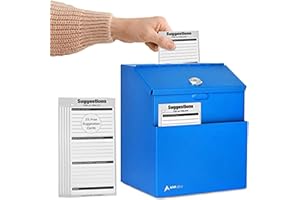 ADIR CORP. Adir Suggestion Box with Slot and Lock with 25 Comment Cards and Label Stickers, Blue