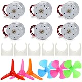 Sntieecr 6 Set Mini Generator Motors 3V-12V DC Motor, Wind Turbine Generator with Mini Fan Leaf and Plastic Motor Holder for DIY Educational Physics Experiment
