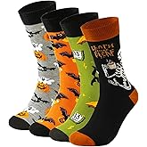 KAKAVENTE Halloween Socks for Men Women Pumpkin Skeleton Ghost Bat Socks Crazy Funny Happy Halloween Gifts for Boys Girls