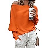 Zenlonr Women's Fall Sweaters 2026 Casual Long Batwing Sleeve Loose Off Shoulder Knit Pullovers Jumper Tops