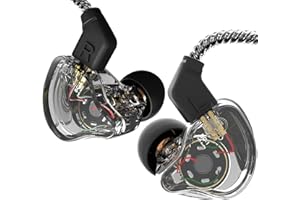 CCZ Yinyoo Melody in Ear Monitors Earphones Headphones Wired Earbuds without Microphone IEM HIFI Bass with 1DD 1BA, Ear fins, 4N OFC Cable for Musicians, Singer, on Stage, Studio (no mic, clear black)