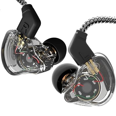 CCZ Yinyoo Melody in Ear Monitors Earphones Headphones Wired Earbuds without Microphone IEM HIFI Bass with 1DD 1BA, Ear fins, 4N OFC Cable for Musicians, Singer, on Stage, Studio (no mic, clear black)