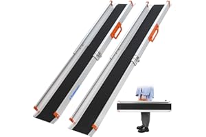 Ruedamann Portable Wheelchair Ramp, 7FT Adjustable Aluminum Ramp for Home, 600lbs Capacity,Telescoping Non-Skid Surface Wheel Chair Ramp for Home, Stairs, Steps, 2Pcs