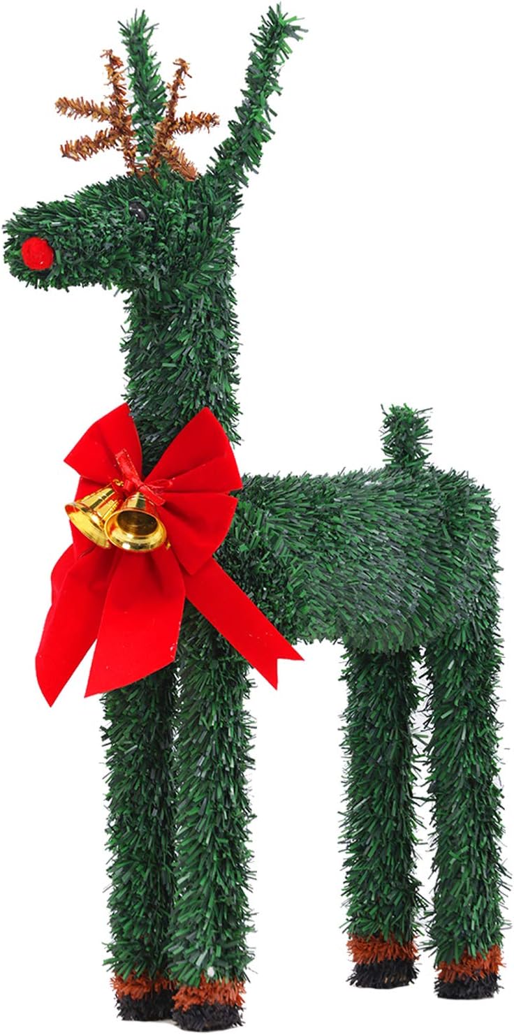 Incbruce Outdoor Indoor 19inches Rattan Reindeer Decoration Standing for Christmas, Tabletop Holiday Decorative Figurine Artificial Greenery
