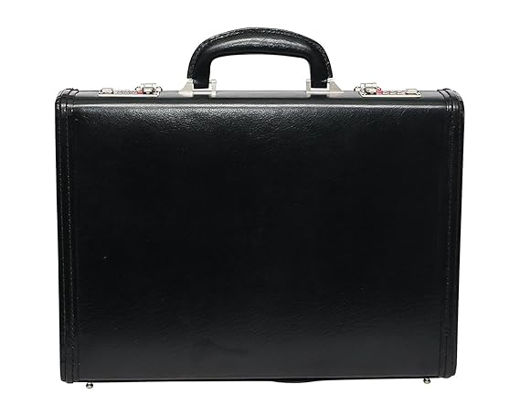 REO Leather Briefcase Bag for Men with Expandable Features Made in Pure Leather (Black)