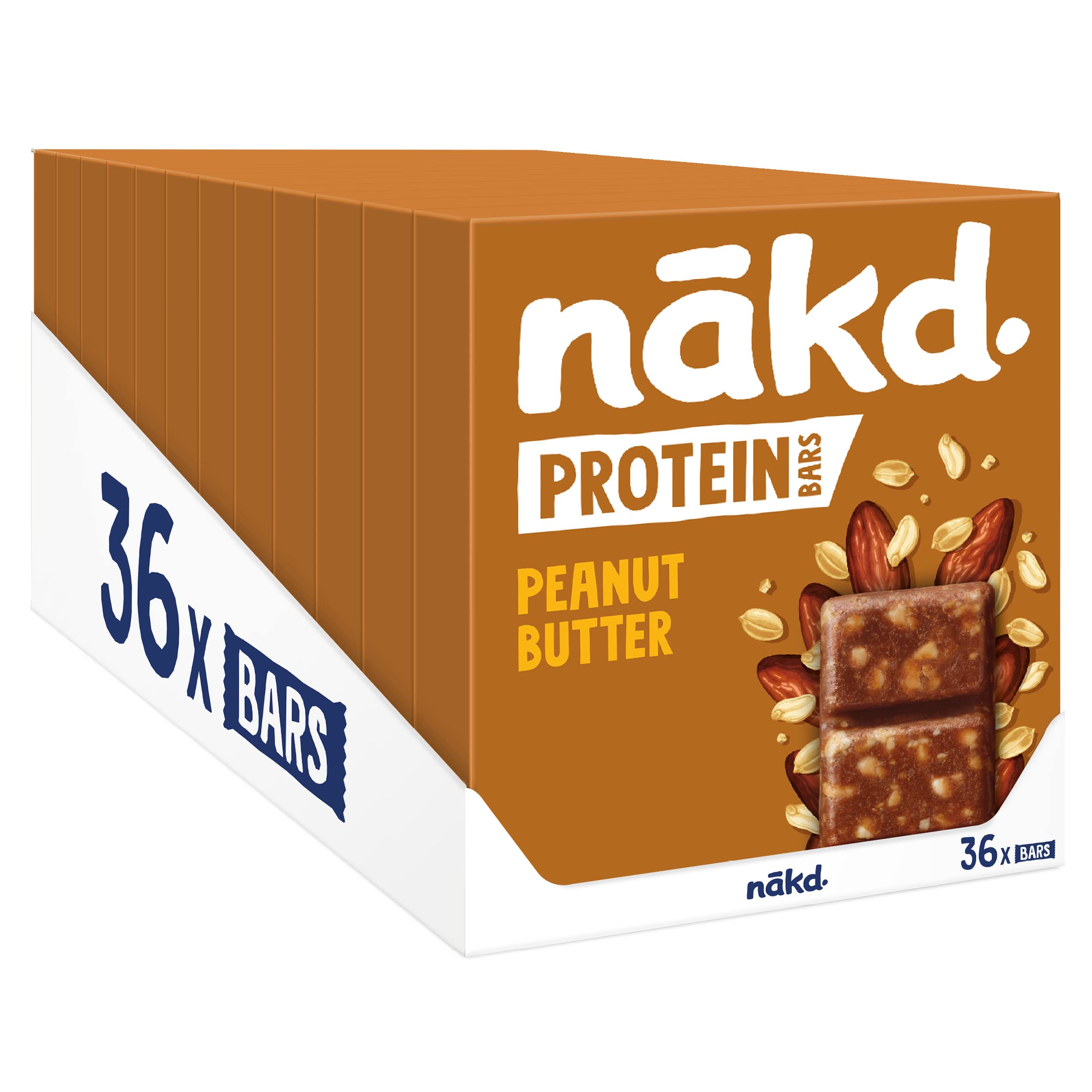nakd. Protein bars Peanut Butter - 7g plant-based protein - 100% Natural ingredients - No added sugar - Vegan - 36 x 45g bars - 1620g