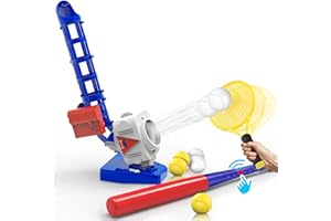 iPlay, iLearn Kids Pitching Machine Toys, 2 in 1 RC Baseball Tennis Pitcher, Auto Ball Launching Bat, Boy Outdoor Outside Sports Backyard Game, Birthday Gift 5 6 7 8 10 12 Yr Youth-Partially Assembled
