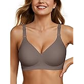 OEAK Womens Seamless Bras Comfortable Bra No Underwire Full Support Bralette Push Up Plus Size V Neck Sleeping Tshirt Bras