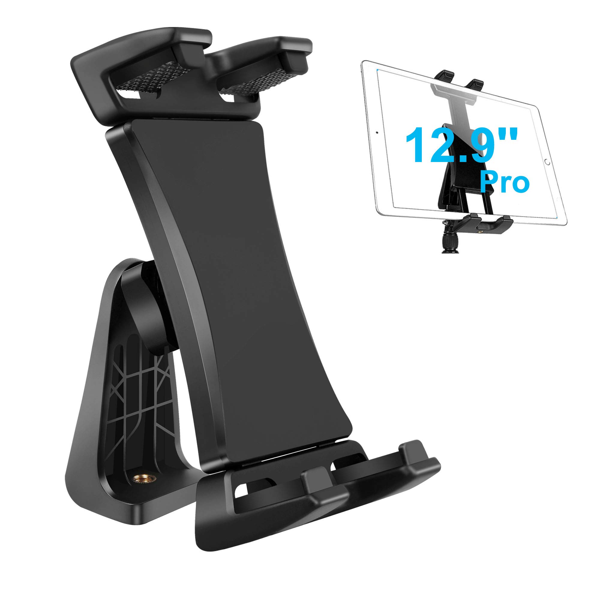 Photo 1 of IPad Tripod Mount Adapter 360 Degree Rotatable Universal Tablet Clamp Holder for iPad Pro 12.9 11 10.5, iPad Air Mini, Surface Tab, Galaxy Tab and 3.5 to 13.5in Phone Tablet, for Tripod, Monopod