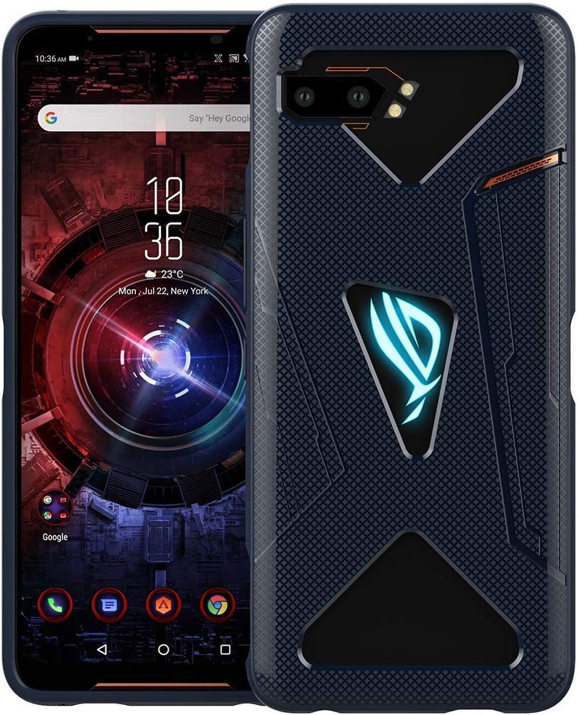 Elf Cat Asus ROG Phone 2 Case Cover, [Shoulder Triggers Cooling Vent RGB Light Compatible] Ultra Slim Thin TPU Silicone Bumper Case Accessory for Asus ROG Phone 2 (ROG Phone II) ZS660KL 2019 (Blue)