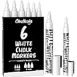 Chalkola White Chalk Markers - White Dry Erase Liquid Chalk Pens for Chalkboard, Blackboard, Window, Bistro, Car Glass, Board