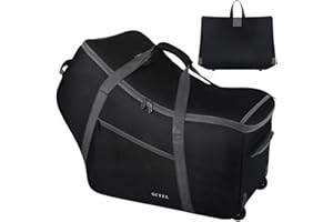 SCTEL Car Seat Travel Bag with Wheels Fits All Nuna Pipa car seat and Base, Chicco Keyfit 35 and Anti-rebound Bar Base, Doona travel bag, Padded Infant Gate Check Bag with side pocket, Bumper Feet
