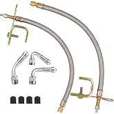 WNCGC 2 Pieces Valve Stem Extension Stainless Steel Tire Extender Braided Valve Stem Extender 3 Pieces 45 90 135 Degree Valve Stem Extender Tire for Most Cars Truck (12"/300mm)