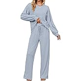 Blooming Jelly Womens Lounge Set Cute Long Sleeve Pajama Sets Casual 2 Piece Pj Outfit Fall Sleepwear Pockets