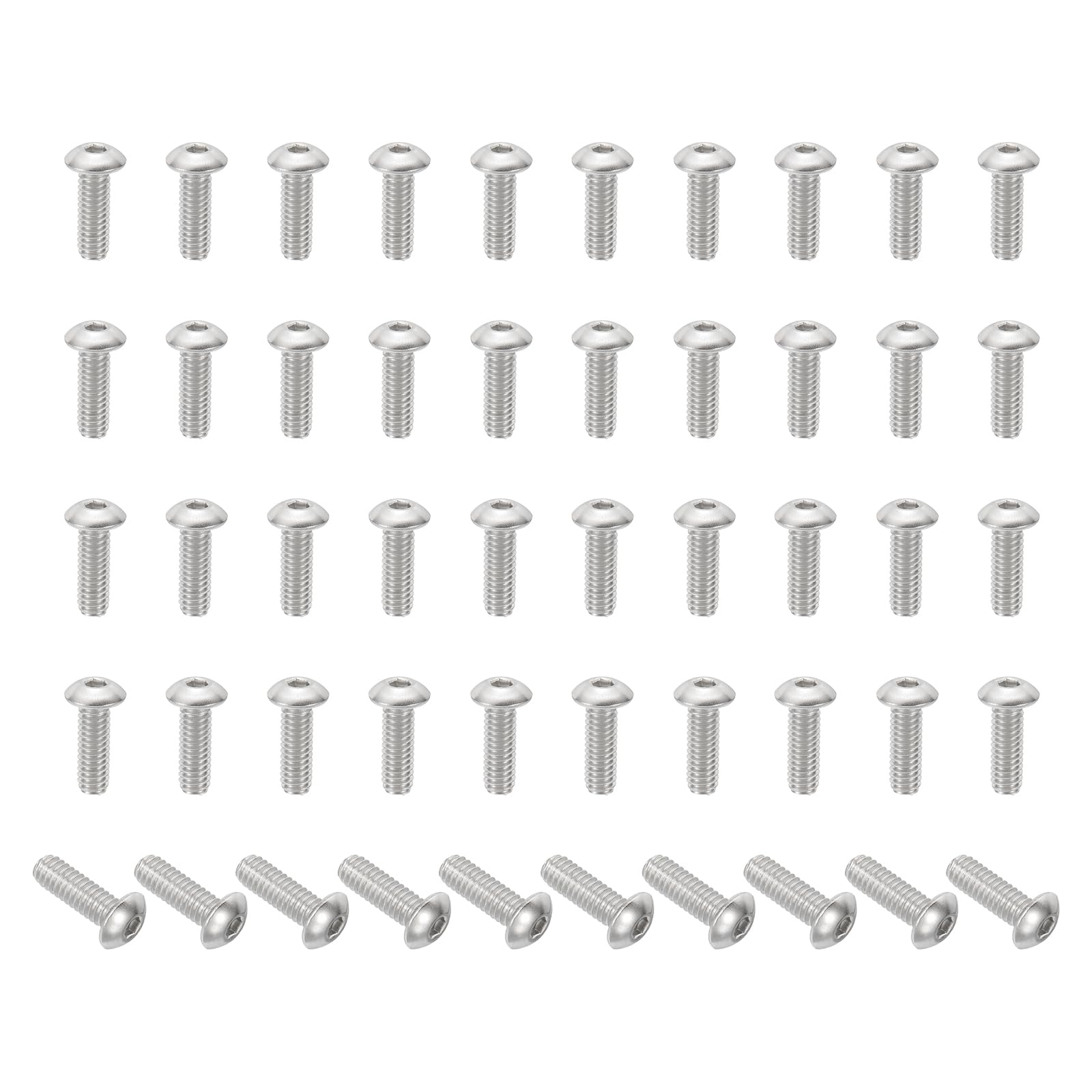 PATIKIL #8-32x1/2" Button Head Socket Cap Screws, 50 Pcs 304 Stainless Steel 18-8 Socket Cap Screw Bolts Allen Hex Drive Full Thread UNC