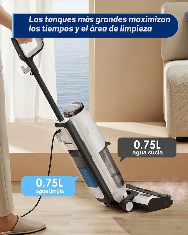Floor One S5 Steam Smart - Aspiradora a Vapor en seco y húmedo para Suelos Duros, Limpia y desinfecta la Suciedad pegajosa, Pantalla Digital, Mayor duración